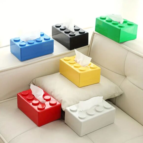 Green Building Block Tissue Box - Toy Brick Design Home Decor for Kids’ Rooms - Picture 2 of 3